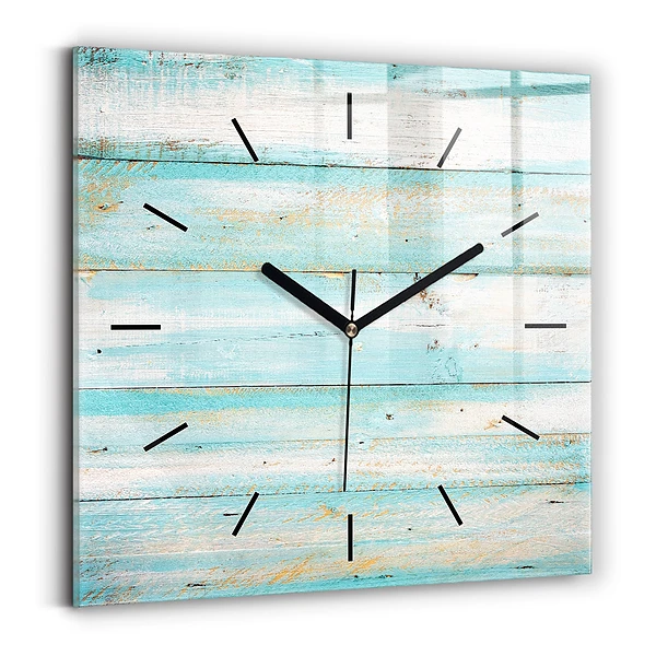 Pendule carrée en verre Planches bleues