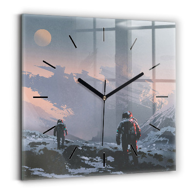 Horloge carrée en verre Astronautes Voie lactée