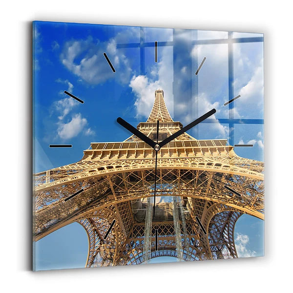 Horloge carrée en verre France Tour Eiffel
