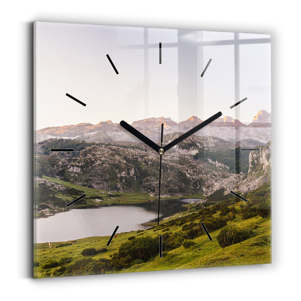 Pendule carrée en verre Lac et montagnes des Pyrénées