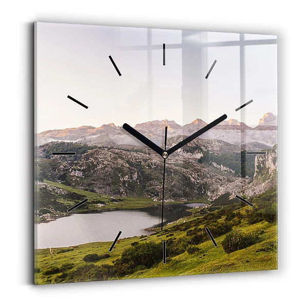 Pendule carrée en verre Lac et montagnes des Pyrénées