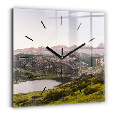 Pendule carrée en verre Lac et montagnes des Pyrénées