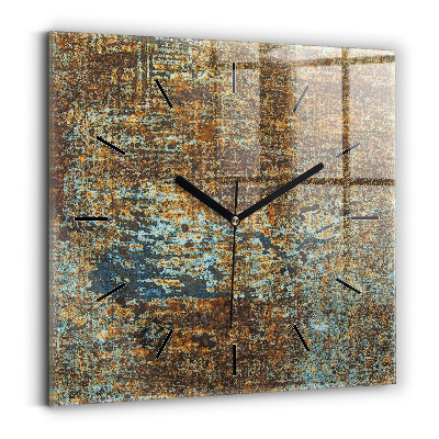 Pendule carrée en verre Texture d'un vieux métal