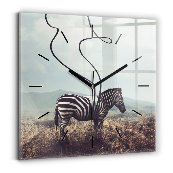 Horloge carrée en verre Zèbre - Abstraction