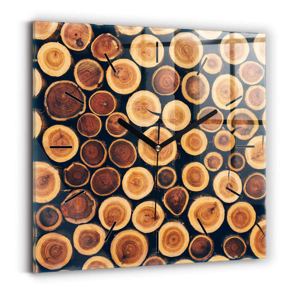Pendule carrée en verre Bois