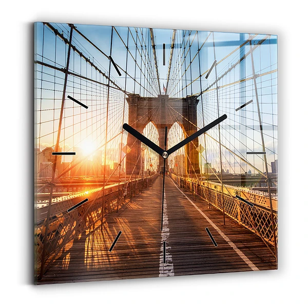 Horloge murale carrée Pont de Brooklyn NYC