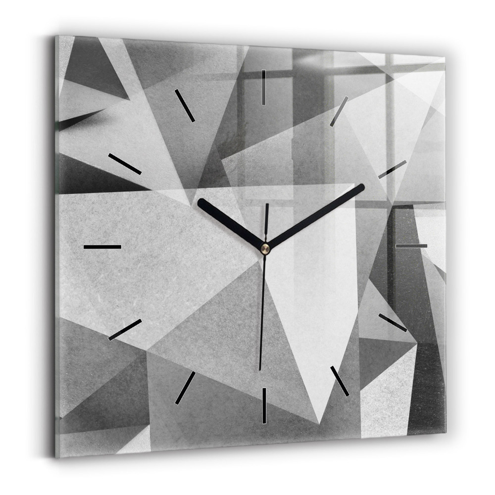 Horloge carrée en verre Abstraction géométrique grise