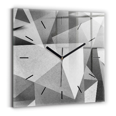 Horloge carrée en verre Abstraction géométrique grise