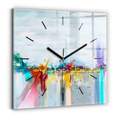Horloge murale carrée Paysage abstrait à l'huile