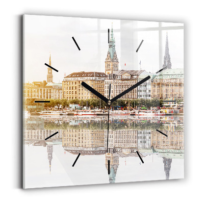Horloge carrée en verre Fleuve Hambourg Allemagne