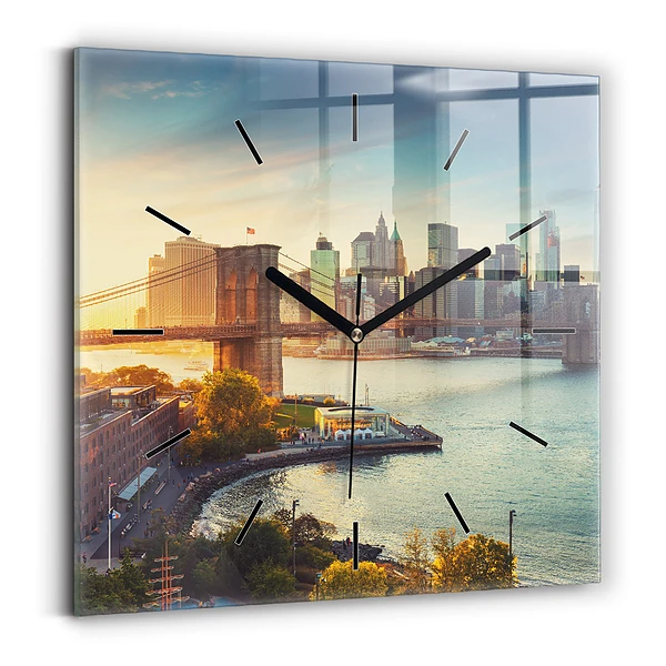 Horloge carrée en verre New York Manhattan