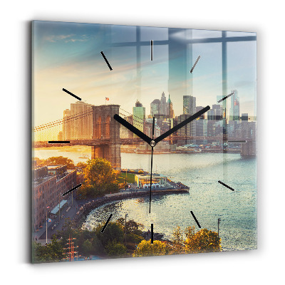 Horloge carrée en verre New York Manhattan