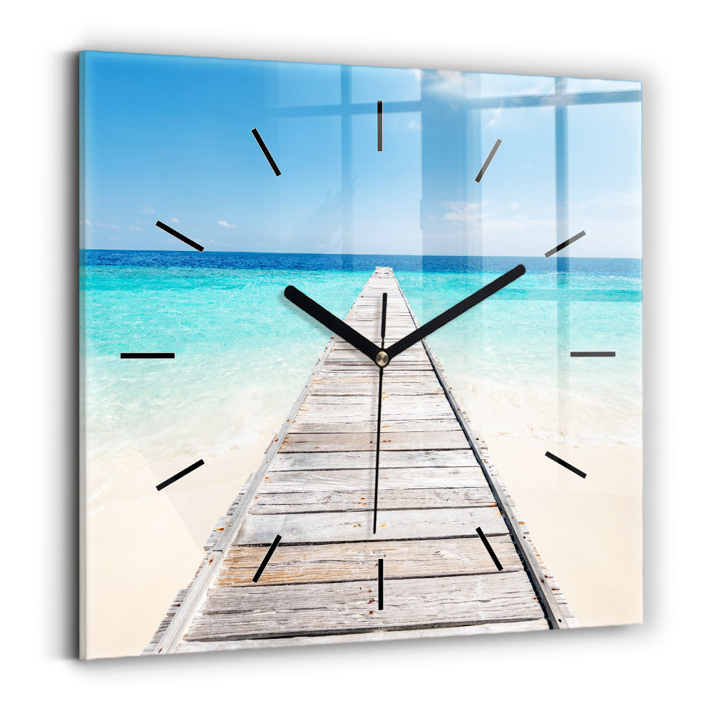 Horloge murale carrée Île tropicale