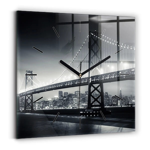 Pendule carrée en verre Pont de nuit à San Francisco