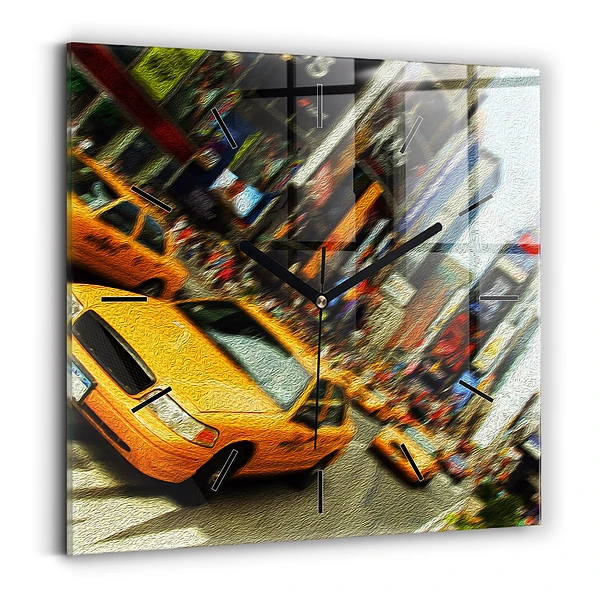 Horloge murale carrée Taxis de la ville de New York