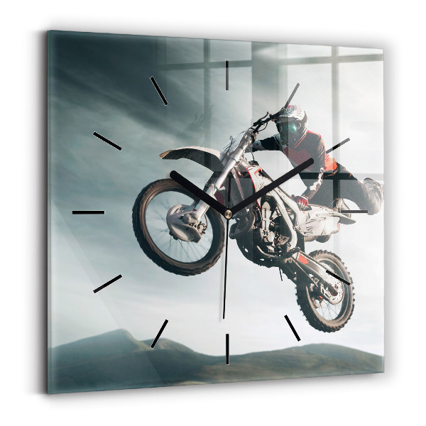 Horloge carrée en verre Moto style adrénaline