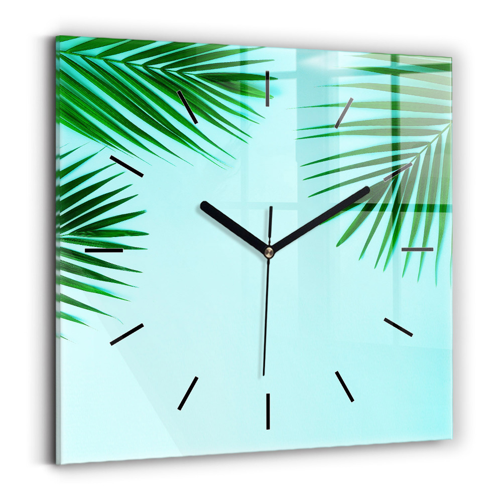 Horloge murale carrée Palmiers verts