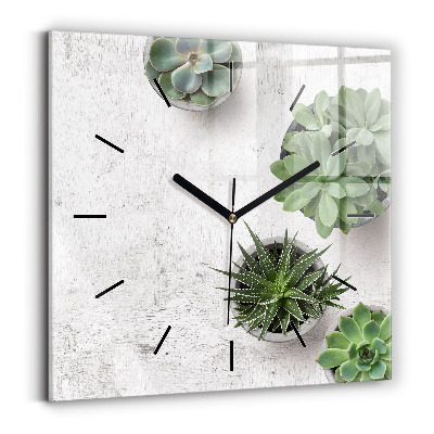 Horloge carrée en verre Plantes décoratives