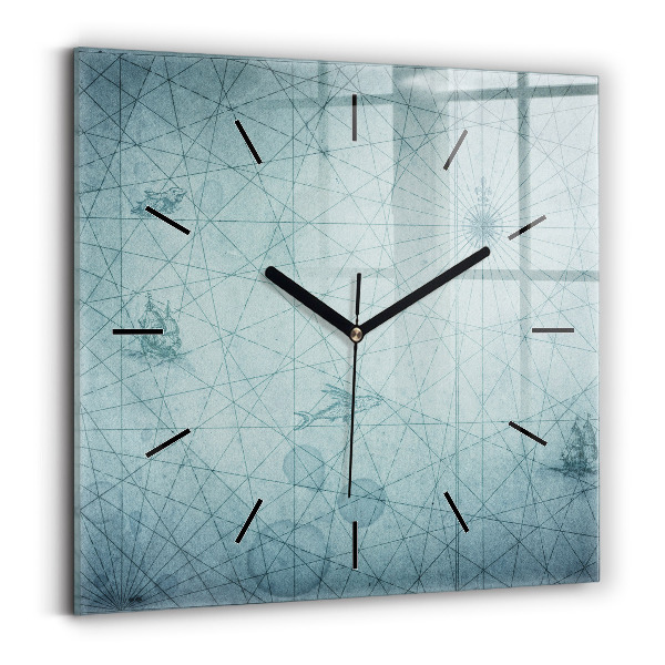 Horloge carrée en verre Carte vintage