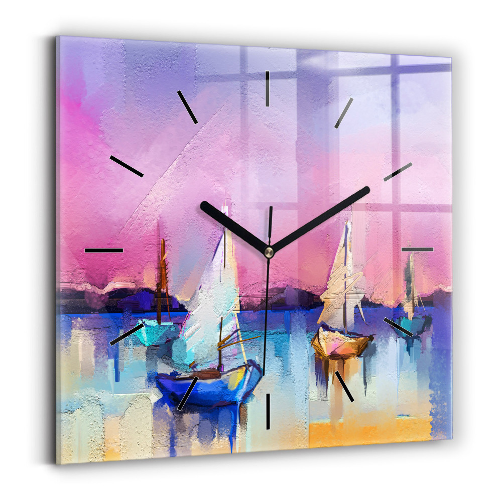 Horloge carrée en verre Paysage marin