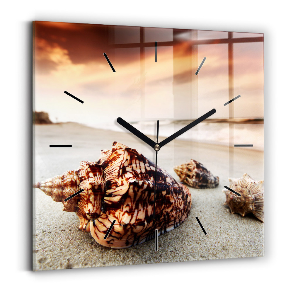 Horloge murale carrée Coquillage sur la plage