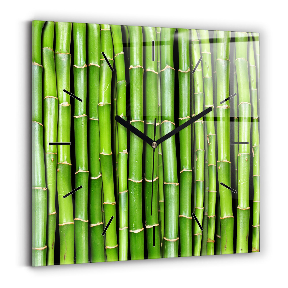 Horloge carrée en verre Bambou asiatique