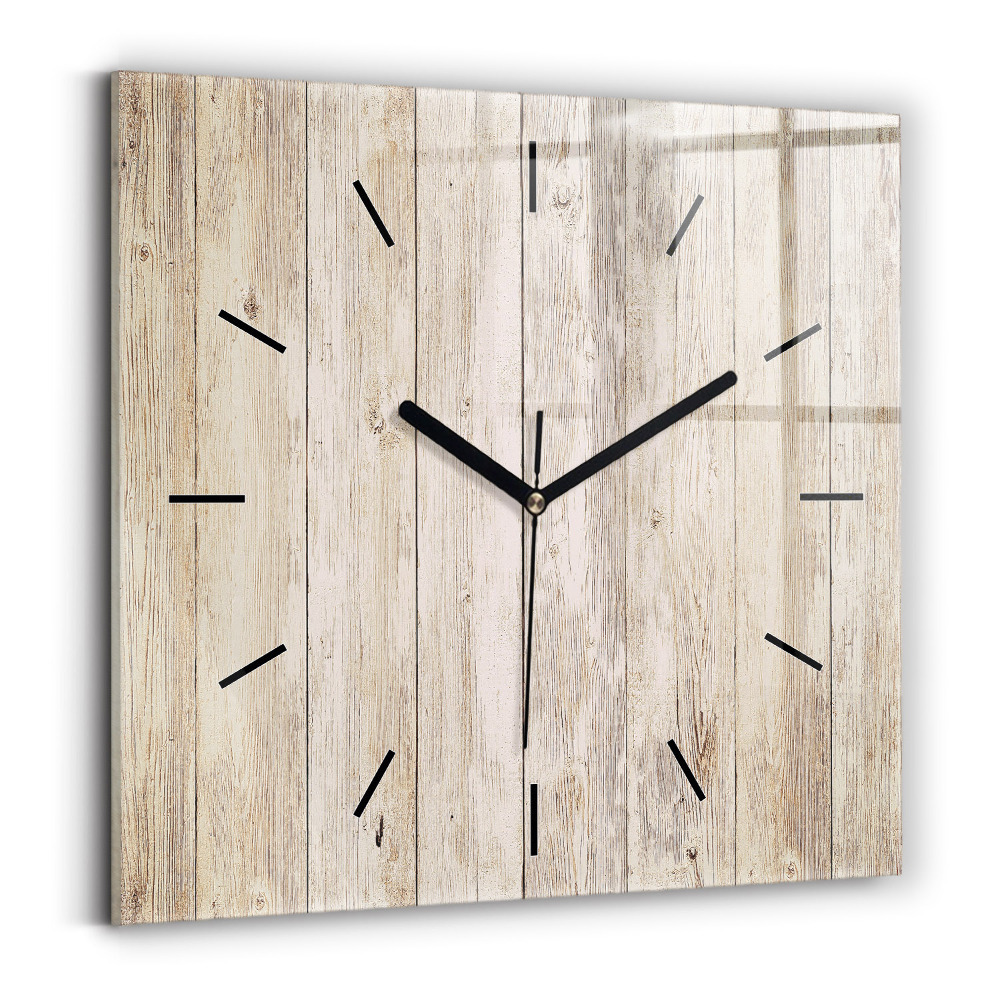 Horloge carrée en verre Panneaux en bois