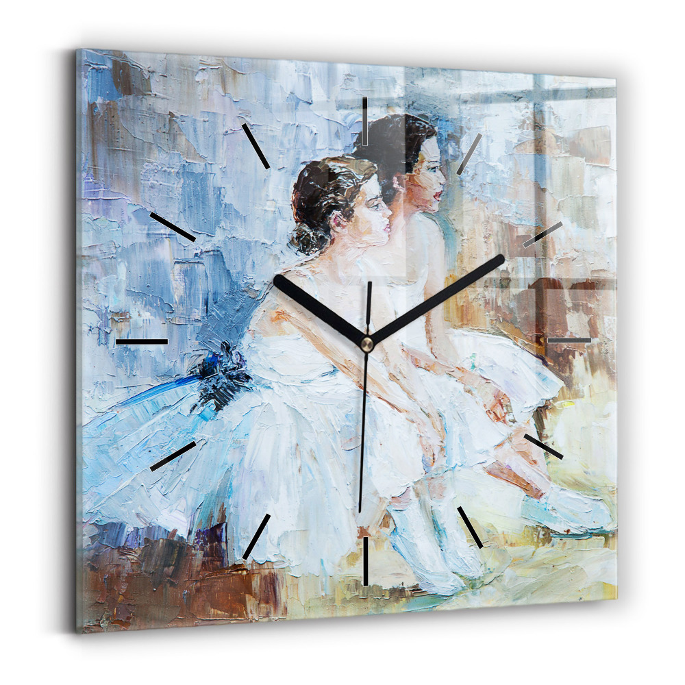 Horloge carrée en verre Jeunes ballerines
