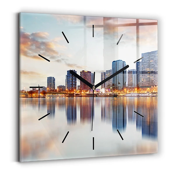 Horloge carrée en verre Panorama avec la Tour Eiffel