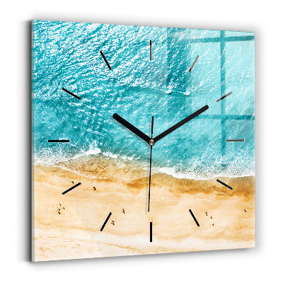 Horloge carrée en verre Personnes sur la plage