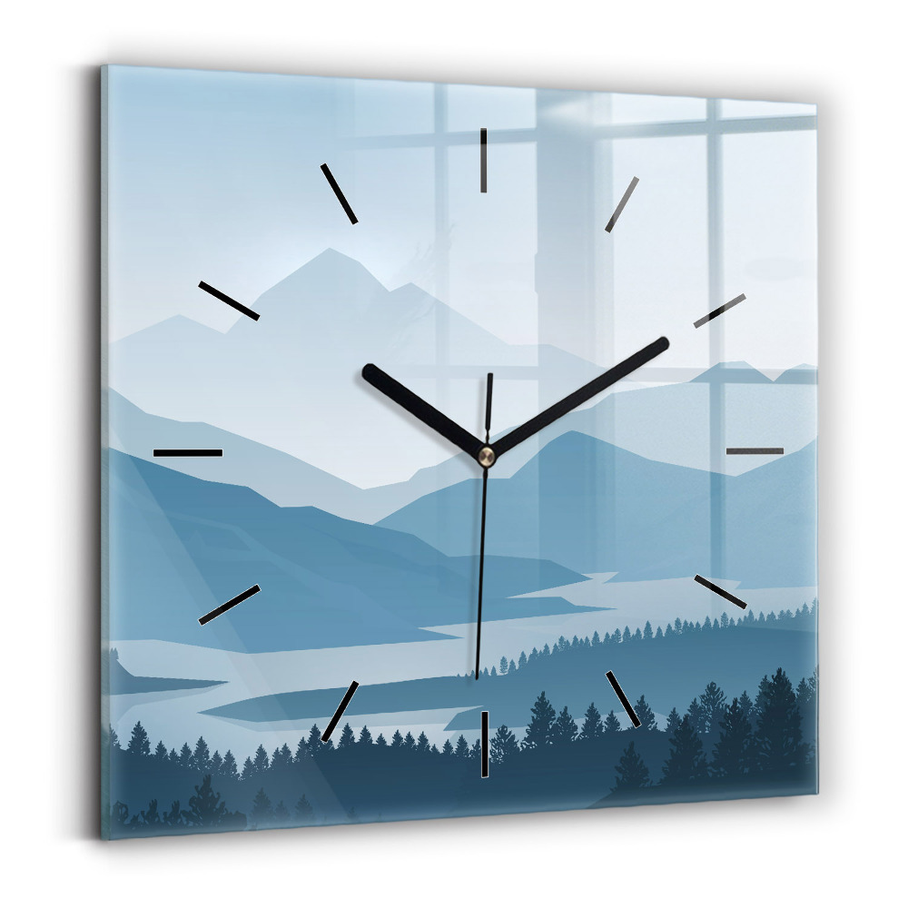 Horloge carrée en verre Paysage montagneux