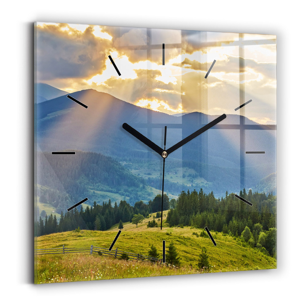 Horloge murale carrée Paysage avec forêts