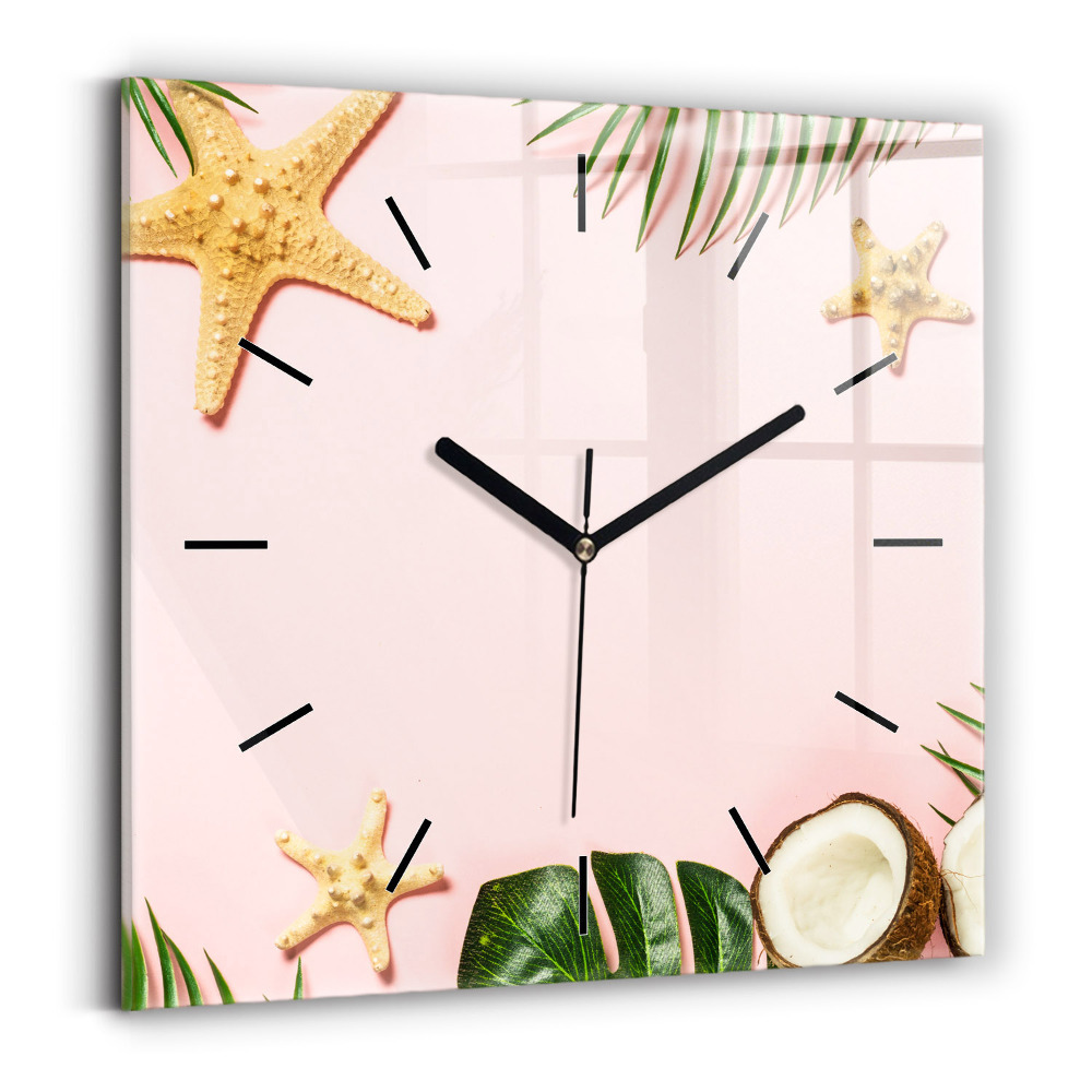 Horloge carrée en verre Ambiance estivale