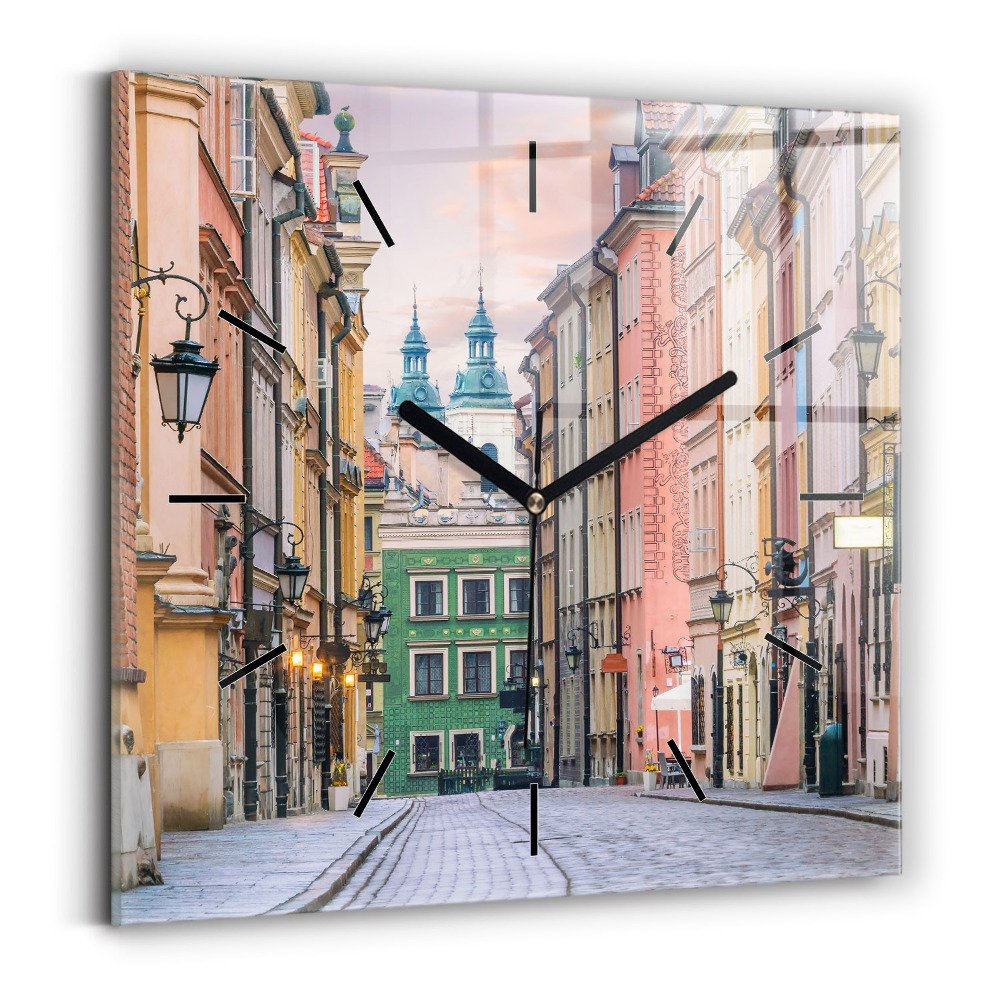 Horloge murale carrée Vieille ville de Varsovie