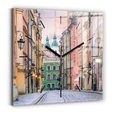 Horloge murale carrée Vieille ville de Varsovie