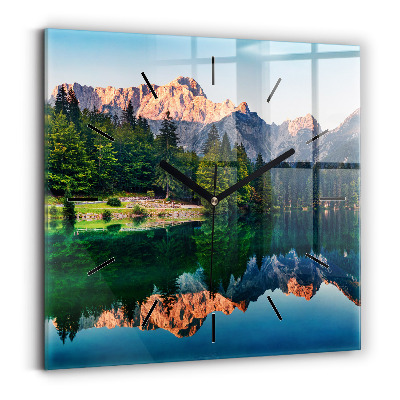 Pendule carrée en verre Paysage de lac