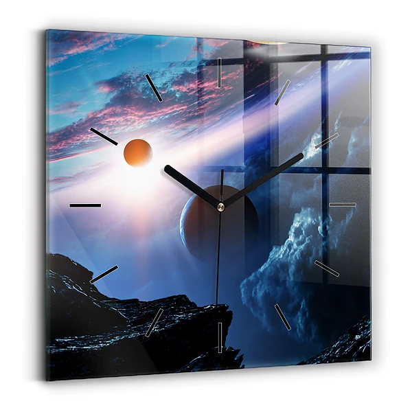 Horloge carrée en verre Grande galaxie