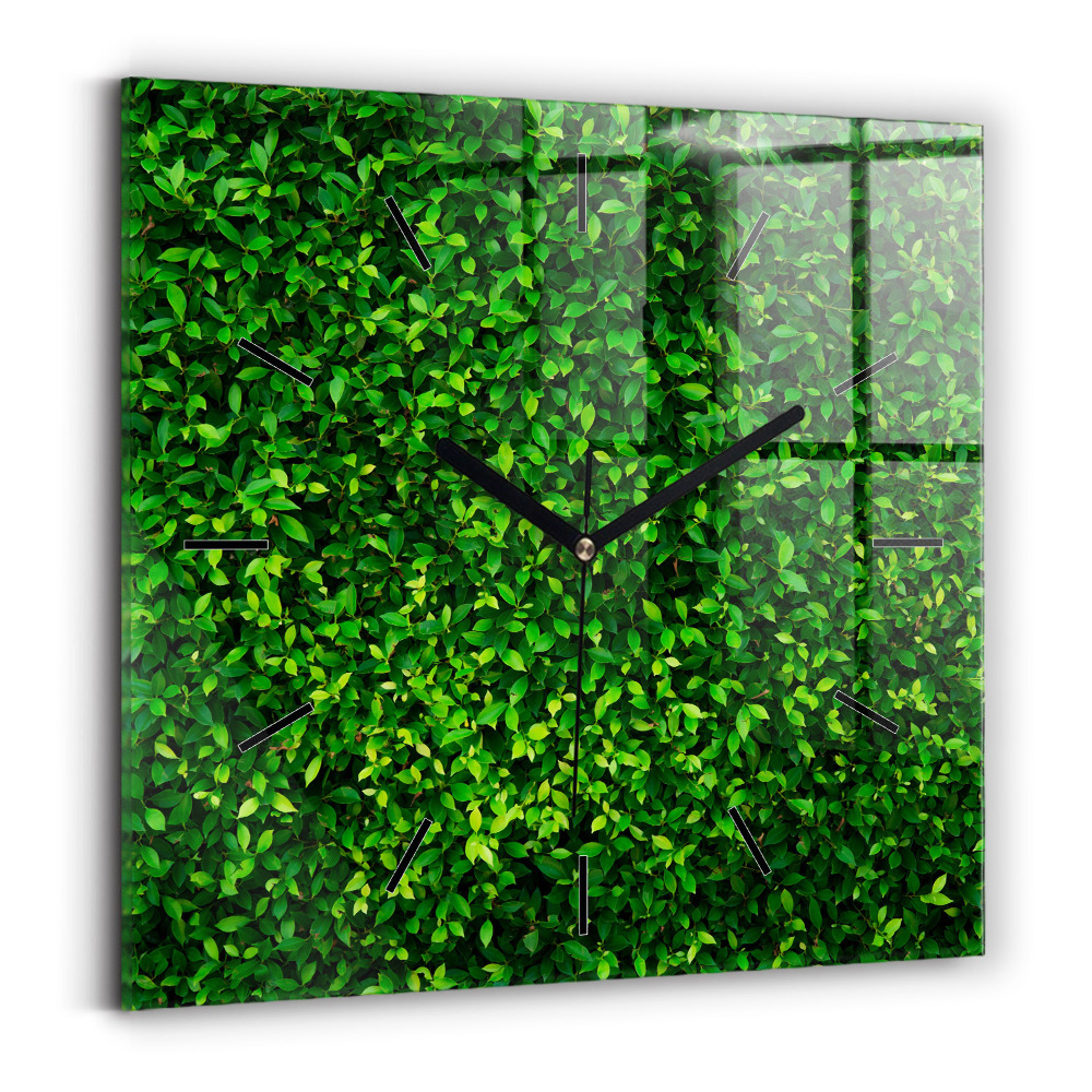 Horloge murale carrée Feuilles de haie