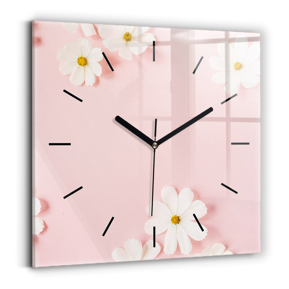 Horloge murale carrée Fleurs de marguerite
