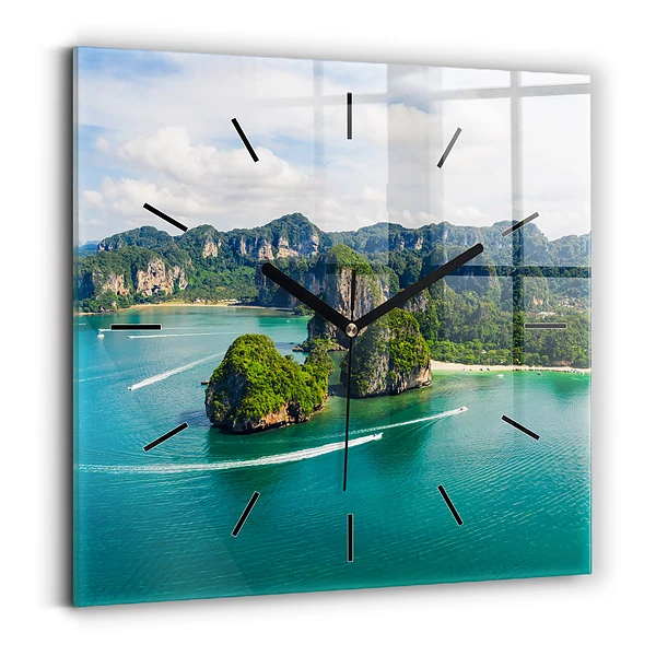 Horloge carrée en verre Île en Thaïlande