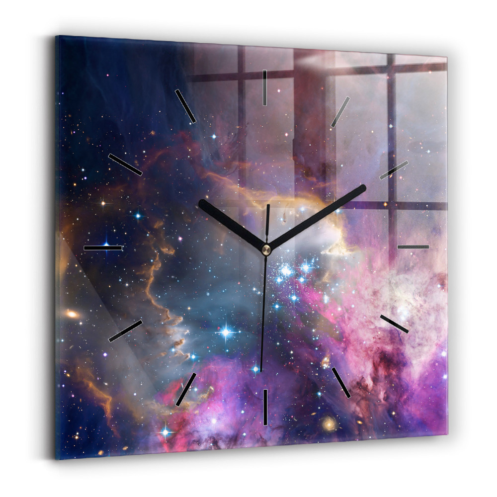 Pendule carrée en verre Galaxie et étoiles