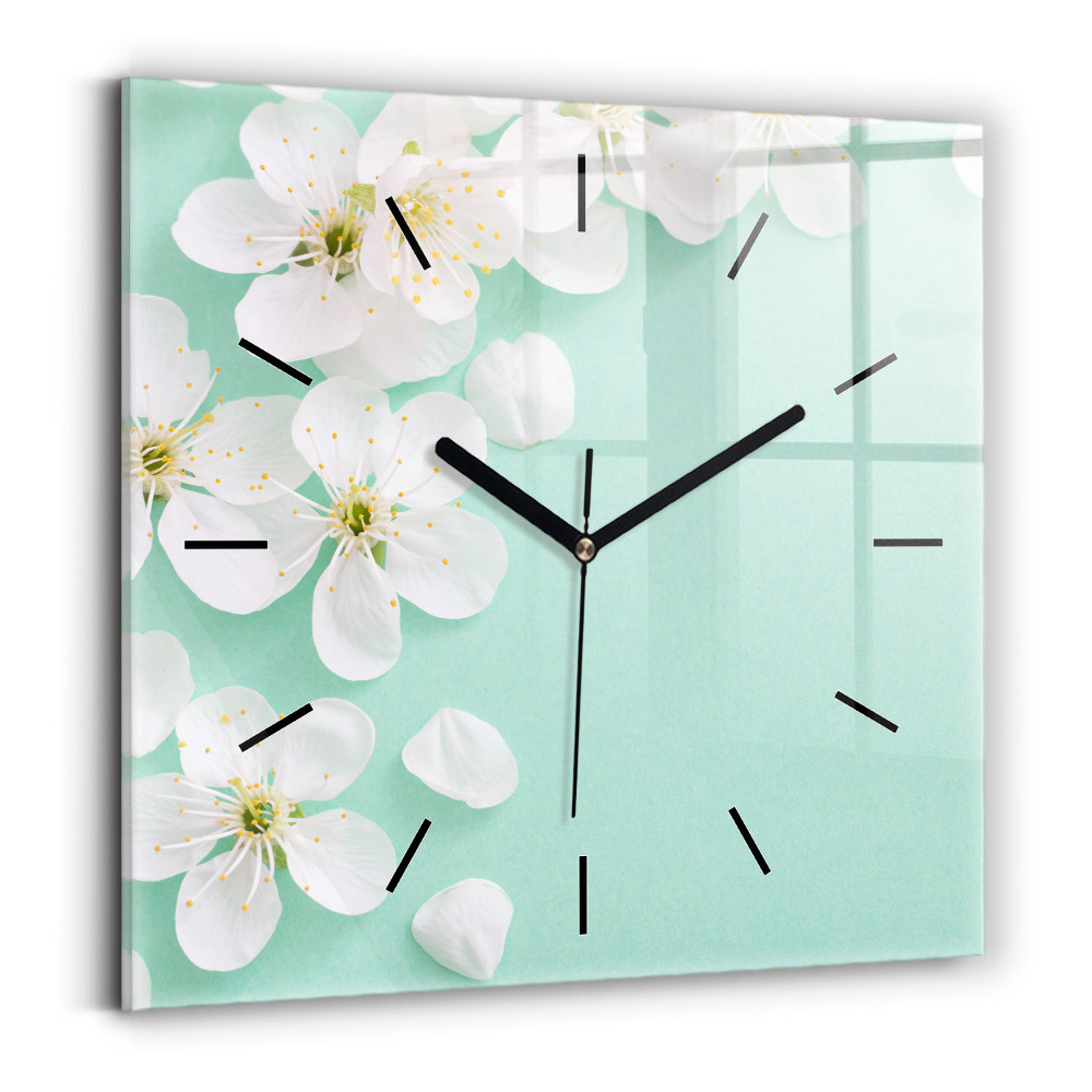 Horloge murale carrée Fleurs de pommier