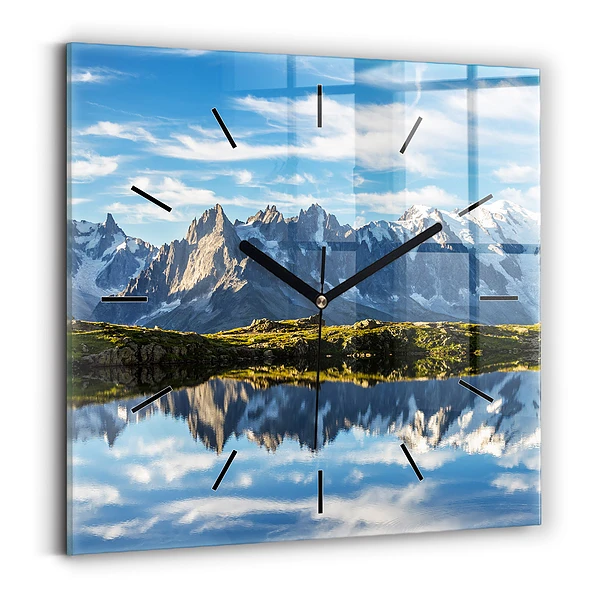Horloge murale carrée Vallée de Chamonix, Alpes françaises