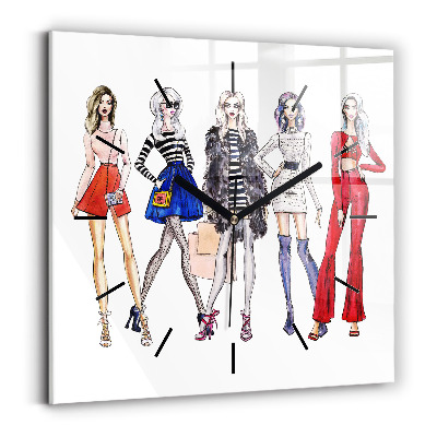 Horloge murale carrée Filles à la mode