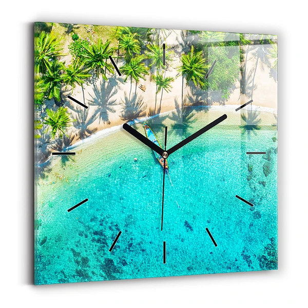 Pendule carrée en verre Plage tropicale de Koh Tao