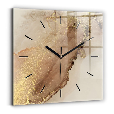 Horloge carrée en verre Art moderne beige