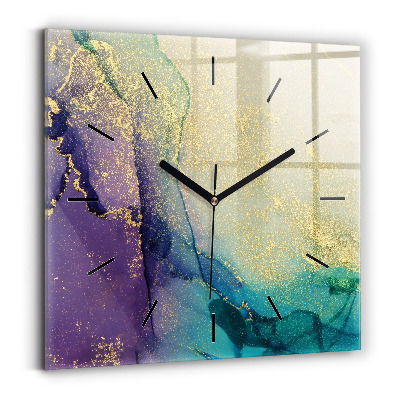 Horloge carrée en verre Abstraction colorée
