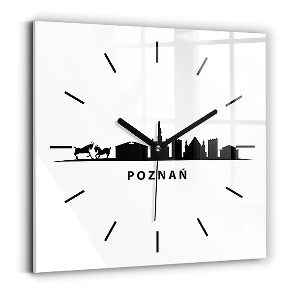 Horloge murale carrée Graphique de la ligne d'horizon de Poznan