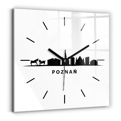 Horloge murale carrée Graphique de la ligne d'horizon de Poznan