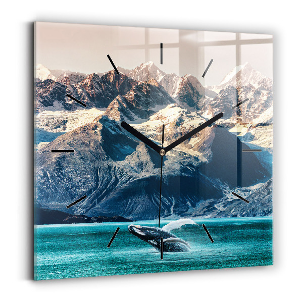 Horloge carrée en verre Eau de baleine